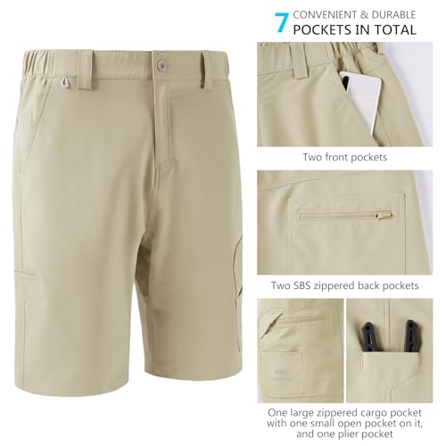BASSDASH 10.5” Mens Fishing Cargo Shorts Quick Dry UPF 50+ Water Resistant FP01M4