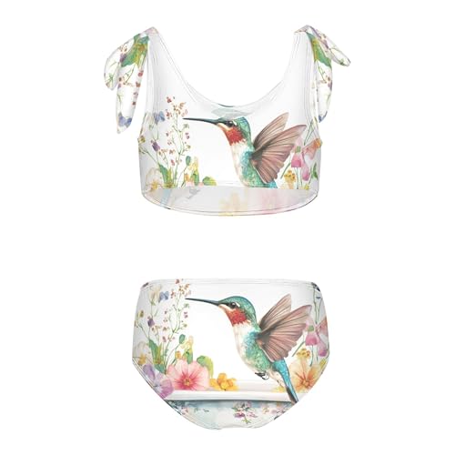 Hummingbird Floral Tub Girls Bikini Sets 2 Piece Swimsuits Bathing Suit Swimwear2