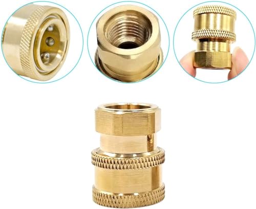 Image of TUQO Quick Connector Coupler /Adaptor,Brass made, suitable to connect accessories to the Pressure Washer /Foam Lance, Quick Nozzle, Under Carriage Clearer Attachment, etc. (Pack of 2) (1 /4 inch) - SV09