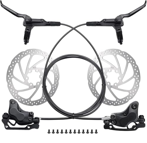 Image of Leosportz Hydraulic Break Set for Cycle - Bicycle Break Set for Front and Rear Wheel | Liver and Break Set with Disc Plates for Bike | MTB Bike Hydraulic Disc Brake Set (Hydraulic Break Set(Black))