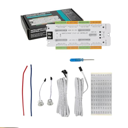 Goshyda 32 Channel Motion Sensor LED Stair Light Controller, Automatic Staircase Ladder Step Light Controller for Indoor Stairway Light, 18cm x 8cm, White