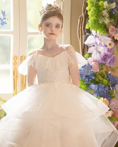 Tulle Flower Girl Dresses for Wedding Lace Embroidery First Communion Dress Off Shoulder Girls Party Dress3