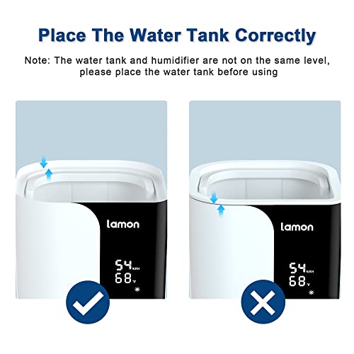 6L Uv Humidifiers For Bedroom With Filter, Lamon Cool Mist Top Fill Oil Essential Diffuser Ultrasonic Auto Humidity Control Filter For Large Home Baby Plants, Last Up To 40 Hours #TOP5