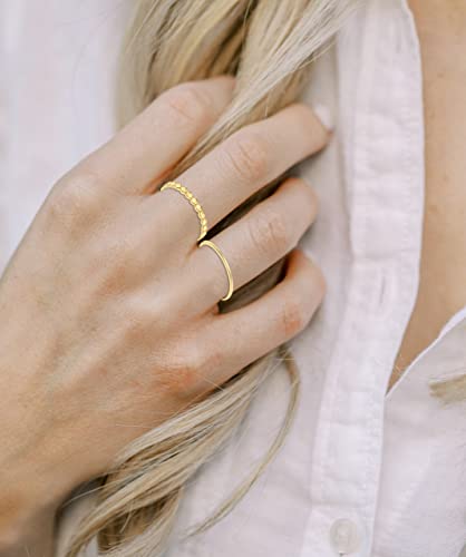 Rlmoon 3Pcs 14K Gold Filled Rings Stacking Ring For Women Gold Thin Plain Ring Band Stackable Thumb Pointer Finger Ring Statement Comfort Fit Size 8 #TOP1
