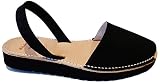 Avarcas menorquínas con Plataforma/cuña 2,5 cm, Abarcas, Albarcas, Sandalias (40, Negro, Nobuck)