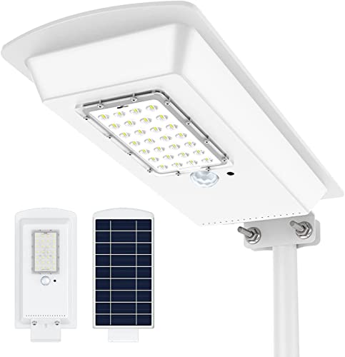 Black Friday Sale 2022 TENKOO Solar Street Lights Outdoor Dusk to Dawn LED Pole Lamp with Motion Sensor Waterproof IP65 Security Solar Flood Light for Yard Garden Stadium Basketball Court
