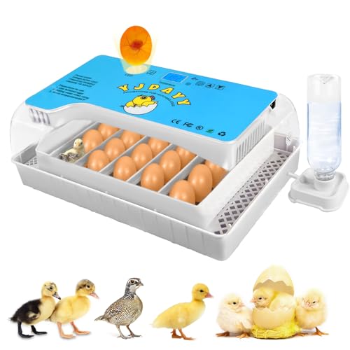 Incubators for Hatching Eggs15-35 Eggs Incubator with Automatic Egg Turning andFTemperature Display LED Candler Poultry Incubator for Hatching Chicken Duck-Y (Blue)