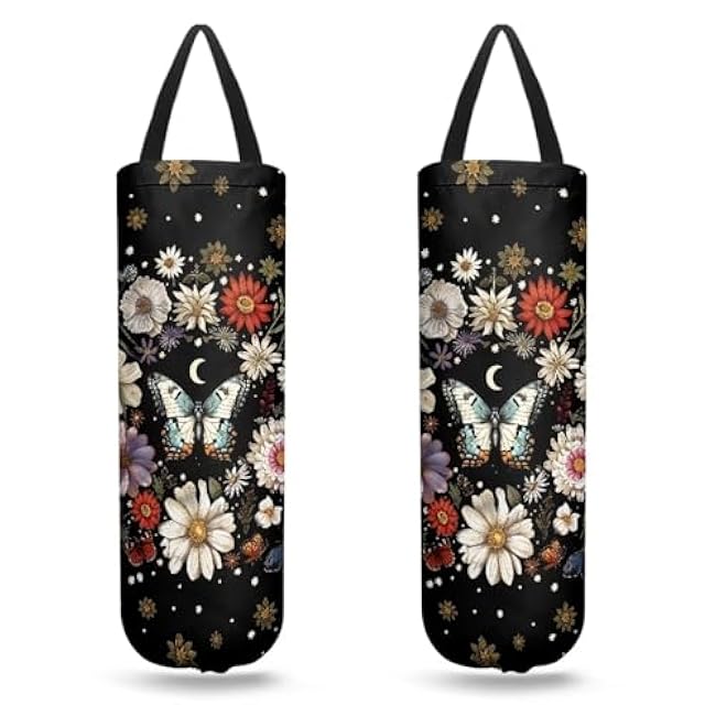 Hummingbird Plastic Bag Organizer Reusable Plastic Bag Dispenser Hanging Grocery Bag Organizer for Home Kitchen Camper Set of 2