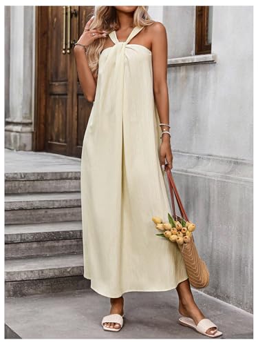 Milumia Women's Twist Knot Sleeveless Dress Summer Vacation Flared Maxi Dresses4