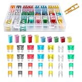 HUAZIZ 250 Pcs Kfz Sicherung Set, 120 Pcs Mini Flachsicherungen, 120 Pcs Standard Sicherungen, 10 Pcs Tall/Low Profile Kastenförmiges Sortiment Sicherungssatz für PKW, Wohnmobil, LKW