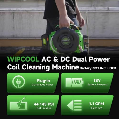 WIPCOOL Portable HVAC Cordless Coil Cleaning Machine, 18V Lithium-Ion 80W Electric Pressure Washer Jet Cleaner, Flow Rate 4L/min 44-73/102-145 psi Dual Pressure by WIPCOOL - Used condition - Image 2