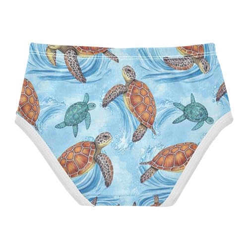 Toddler Girl Briefs, Watercolor Sea Turtles Girls' Cotton Brief Underwear, 2–8 Years2