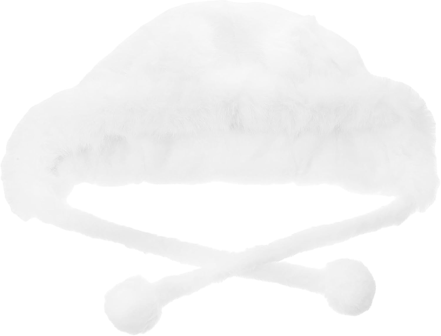 TEHAUX White Plush Fox Ears Beanie Hat Women’s Winter Warm Fuzzy Cold Weather Cap Cute Cosplay Skullie with Ear Cover for Outdoor Snow Ski