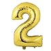 Produktbild Miss Bakery's House® Ballon Folie Helium Zahl 2 Gold - Deko Geburtstag Party