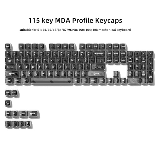Image of dagaladoo Grey Clear keycaps,Transparent keycaps 60 75 100 Percent,Ceramic Jelly Keyboard caps Set,Shine Through keycap.,MDA Profile Keyboard Key Cap for Mx Switches Mechanical Keyboard(115key)