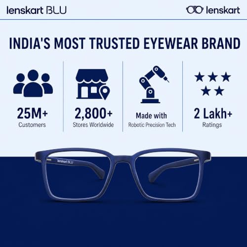 Buy LENSKART BLU | Zero Power Blue Cut Computer Glasses | Anti Glare, Lightweight & Blocks Harmful Rays | 100% UV Protected | Full Rim Rectangular | For Men & Women | Large | LB E13737 at Amazon.in - Image 5