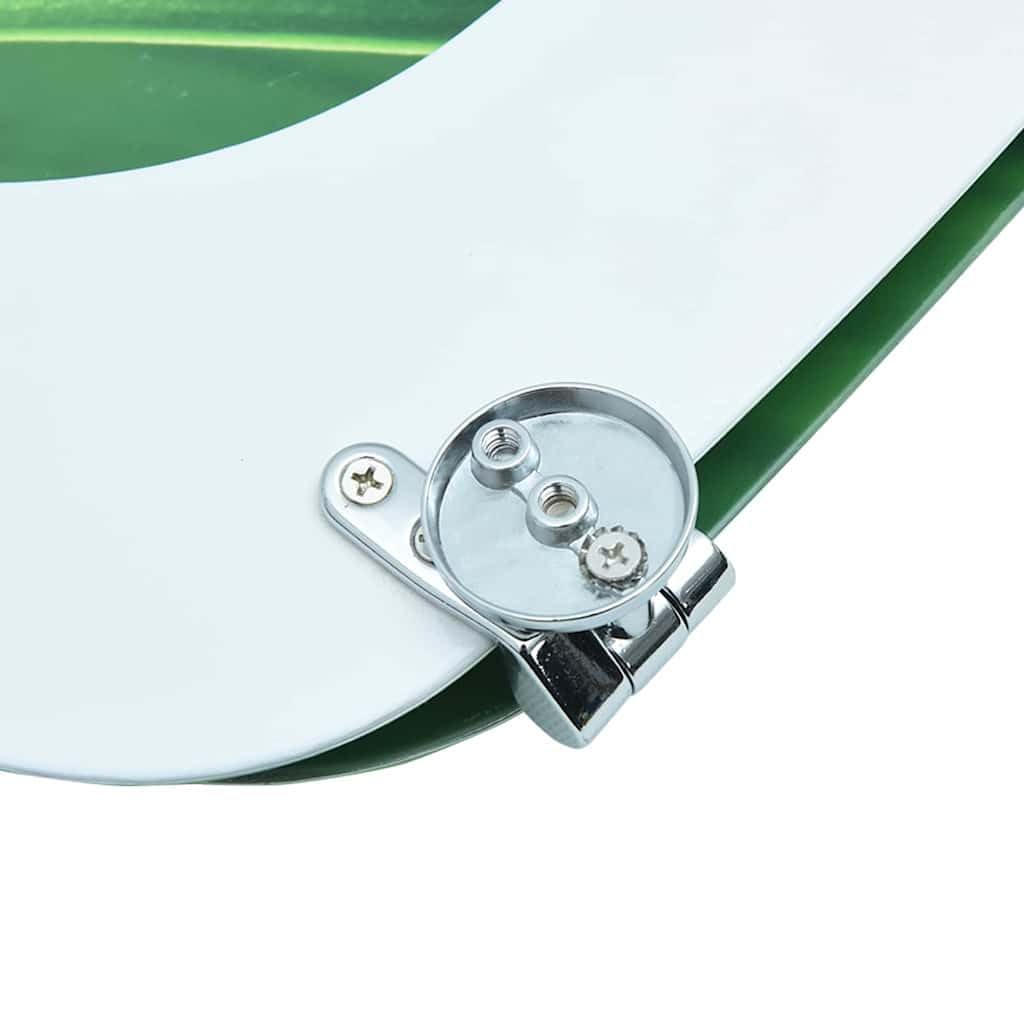 Sedile WC con coperchio in MDF verde, design a goccia d'acqua, robusto sedile WC con cerniere regolabili da 12 a 20 cm, adatto a tutti i comuni WC