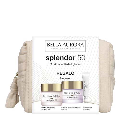 Bella Aurora Splendor 50 Pack Antiedad Global | Crema Día SPF20 + Crema Noche Regeneradora + Contorno de Ojos | Redensifica, Reafirma y Reduce Arrugas | Neceser Regalo