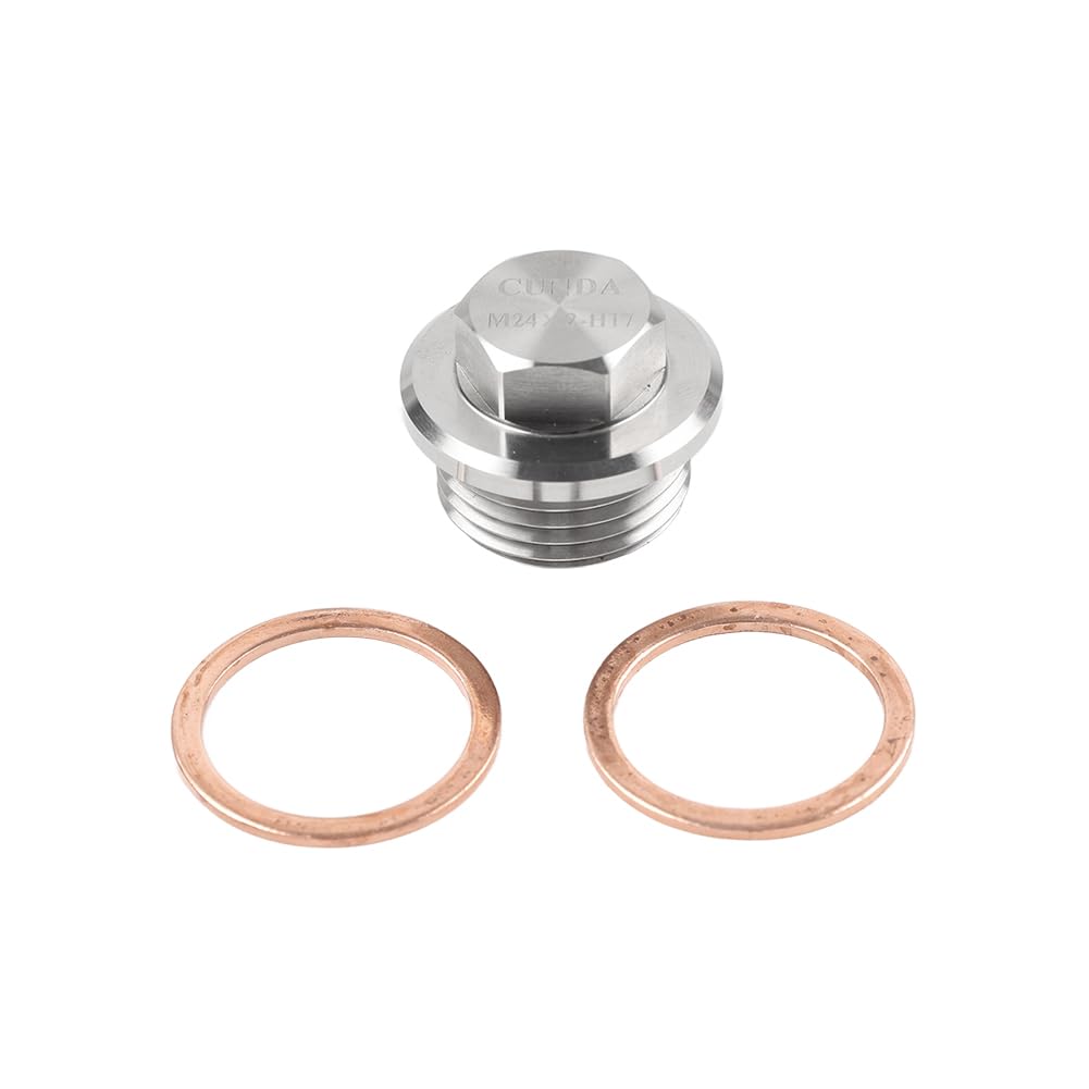 Bacar Tapón de drenaje de aceite magnético M24x2 con arandelas de aplastamiento de cobre CNC plateado para F650GS F700GS F800GS
