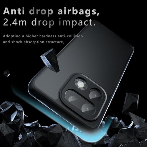 Image of Matte Black Phone Case with Air Bags for Realme 16 Pro 5G, PC+TPU, Anti-Fingerprint, Micro Arc Edge, Never Turns Yellow, Skin-Friendly Feel, Camera Protection, Black