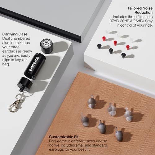 Image of EARPEACE Moto - Reusable Motorcycle EarPlugs - Motorcycle Ear Plugs Wind Noise Protection - Comfortable Ear Plugs for Riding with High Fidelity Filter Noise Canceling Up to 26dB