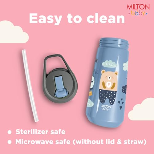 Image of Milton Baby Spout Sipper,No-Spill Design,BPA-Free,Food-Grade Material,Microwave-Sterilizer Safe,Easy-Grip,Smooth Open-Close Action,Lightweight,Ideal Sipper Water Bottle for Kids 12+Month, 420 ml,Blue