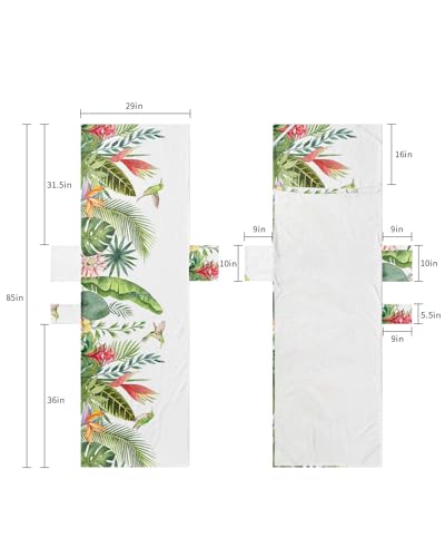 Tropical Plants Beach Lounge Chair Towel Cover, Soft Chaise Lounge Towel with Side Pockets Patio Pool Chairs Cover for Beach/Pool Sunbathing 29x85 Elegant Pastoral Botanical Summer Flower Birds