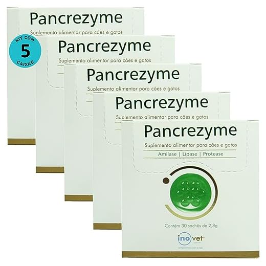 Kit 5 Pancrezyme Suplemento P/Cães e Gatos 2,8g C/ 30 Sachê- Inovet