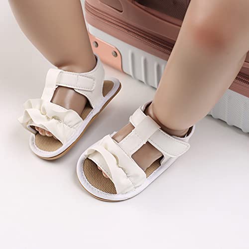 Baby Girls PU Leather Sandals Infant Outdoor Open Toe Comfortable First Walkers Toddler Ankle Ruffle Bowknot Shoes3