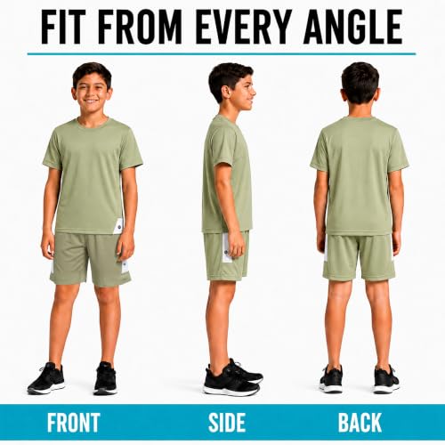 Image of RBX Boys Short Set - 2 Piece Active Performance Short Sleeve Athletic Shirt and Basketball Shorts with Elastic Waistband