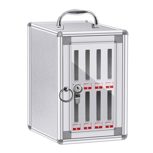 SBCWH Aluminum Alloy Cell Phone Lock Box, Safe Storage Cabinet with Lock, Cellphone Locker for Classroom Office School Employees, Freestanding/Wall-Mounted(16x20x26cm)