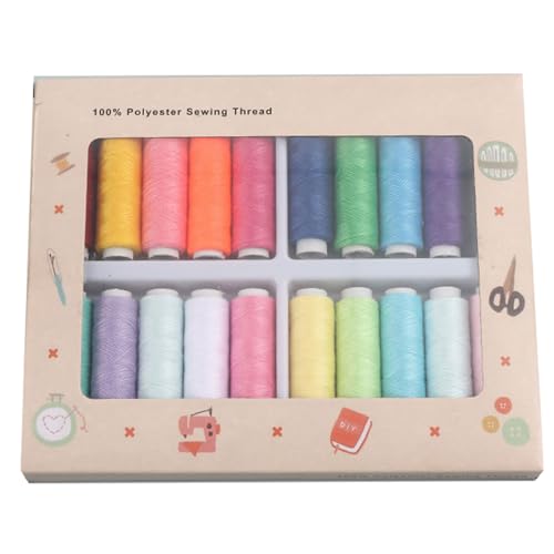 Hilo para máquina de coser, 20 tonos surtidos, algodón resistente para proyectos de costura fuertes, juego de costura para reparación de ropa