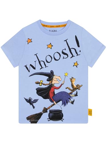 Room on the Broom Girls Tshirt | Cotton T Shirt | Witch Girls T-Shirt | Kids Clothes | Blue 3-4 Years