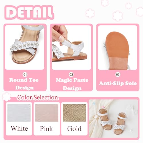 Image of Flaryzone Girls Sandals Open Toe Summer Flats Dress Sandals Shoes Toddler /Little Kid