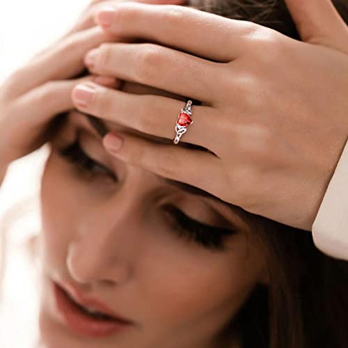 July Birthstone Rings For Teen Girls Women, Adjustable Celtic Knot Ring, Crystal Red Ruby Birthstone Ring Sterling Silver #TOP3