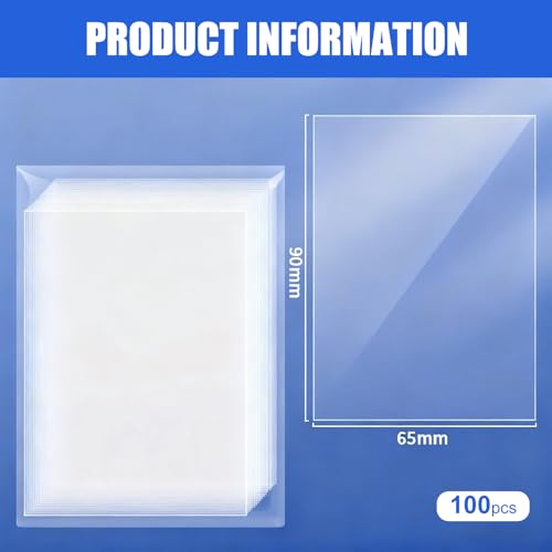 100 Pcs Photocard Sleeves, 90 x 65 mm Clear Kpop Photocard Sleeves Idol 200 Microns Card Protector Sleeves Shield Cover for Albums Photocards Football Card Board Game Trading Unsealable