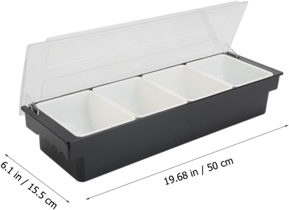 Cocktail Ingredient Compartment Box Multi Section Fruit and Condiment Storage for Bar Plastic Serving Container for Dried Fruits Vegetables and Salad