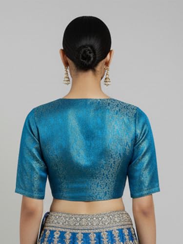Image of Thevasa Women's Everyday Divine Depth V Neck Half Sleeves Blouse