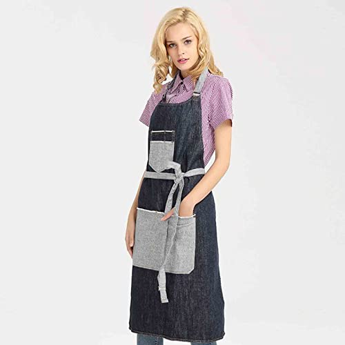 Delantales de Estilista para Mujeres con Bolsillos Delantales de Tienda de Mezclilla para Hombres Sin Mangas Ajustable para cocinar Camareros