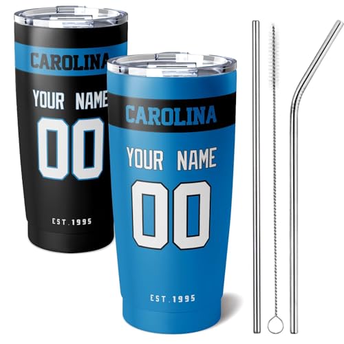 Image of ANTKING Carolina Tumbler 20 oz Travel Coffee Cup Custom Name Number for Men Women Boy Gifts