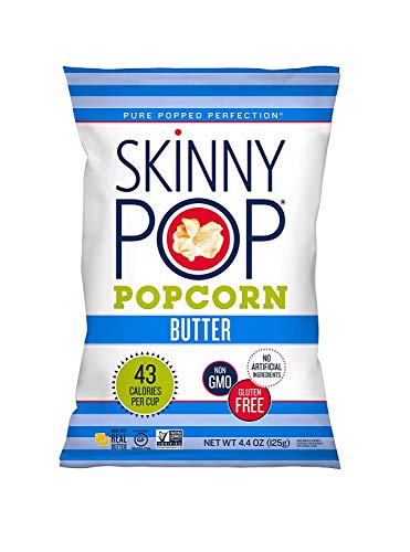 SkinnyPop Original Popped Popcorn, Vegan, Gluten-free, Non-GMO, Healthy Snacks, 4.4oz Grocery Sized Bags (Pack of 12)