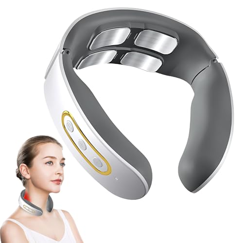 HOVCEH Masajeador Cervical, Masajeador de Cuello Eléctrico con Función de Calefacción, 6 Modos y 9 Niveles, Masaje de Pulso de 4 Cabezale, Masajeador Cuello y Cervicales para Viajes, Familia, Oficina