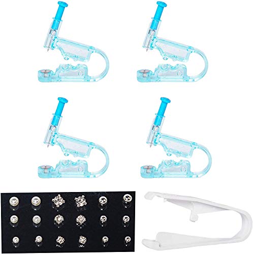 Disposable Ear Piercing Gun Kit,4 pcs Self Ear Piercing Gun,Piercing Gun Aid Pierce Kit Tool Contains 9 Pairs of Ear…