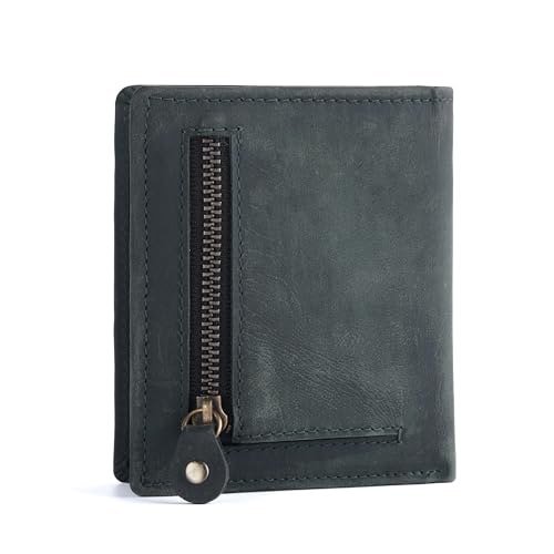 Image of TANSTITCH Hunter Brown Bi-Fold Wallet | Compact and Travel Friendly Structure | Durable, Contemporary, and Sophisticated | Premium Textured Leather | Proudly Made in India (Green Hunter)