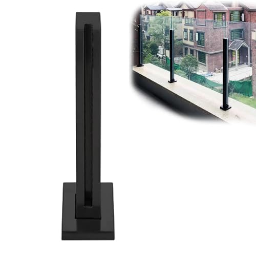 Poste de Barandilla de Vidrio Poste de Barandilla de Cristal Negro para Escaleras Villas, Sistema de Soporte para Barandilla Dde Vidrio Abrazadera para Balaustrada, Poste de Barandilla Vidrio con Kit