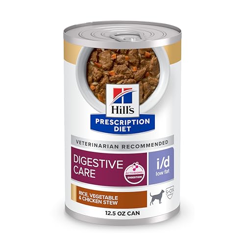 Hill's Prescription Diet i/d Low Fat Digestive Care Wet Dog Food, Rice, Vegetable, & Chicken Stew,...