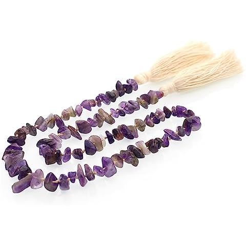 Lumiti Natural Amethyst Gemstone Bead Garland with Tassel Cover