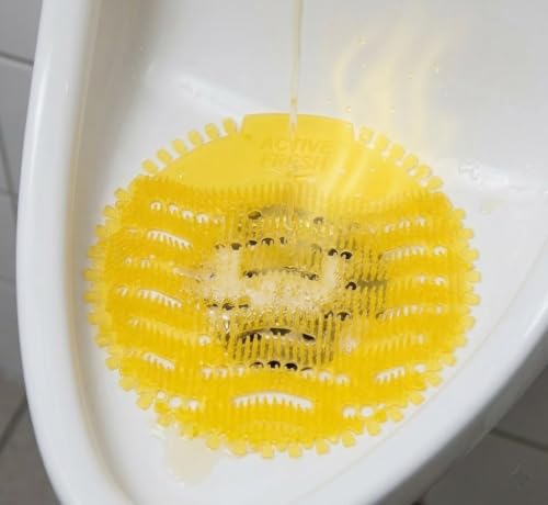 Image of AIR O MATIC Urinal Screen Mat Lemon (Yellow, Medium) -20 Pieces Urinal Screen Mat for Men's Restroom, Lemon Scented