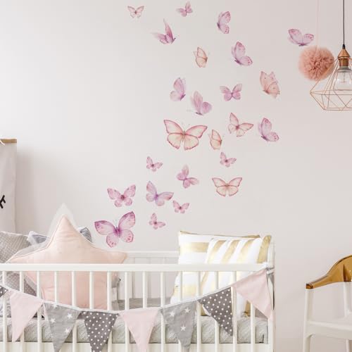 Vinilos Decorativos de Mariposas Acuarela Rosa para Pared miniatura 1