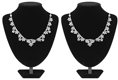 POLMART Samt-Porträt-Schmuckständer, 2 Stück, Schwarz, Schmuckständer, 3D-Schmuckbüste, Halskettenständer - 25 H cm Cover